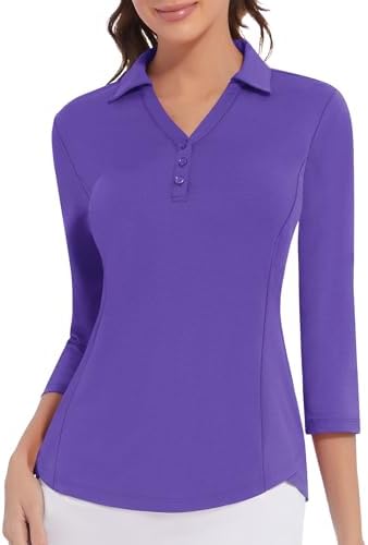 3/4 Sleeve Golf Polo UPF 50+ in Dark Purple