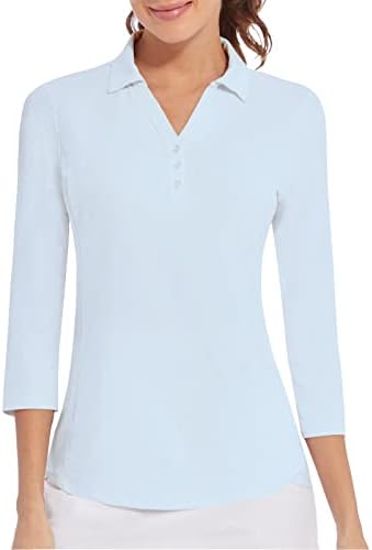 3/4 Sleeve Golf Polo UPF 50+ in Light Blue