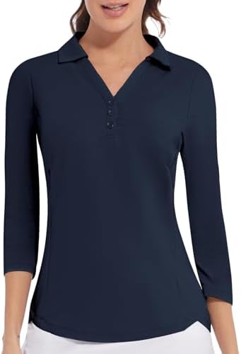 3/4 Sleeve Golf Polo UPF 50+ in Navy Blue
