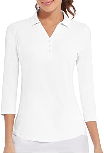 3/4 Sleeve Golf Polo UPF 50+ in White