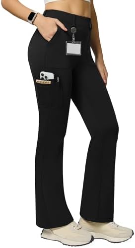 Cargo Flare Leggings with 6 Pockets in Black