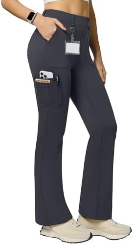 Cargo Flare Leggings with 6 Pockets in Dark Gray