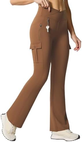 Flare Leggings with 5 Pockets in Dark Brown