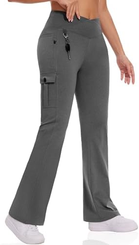 Flare Leggings with 5 Pockets in Heather Grey