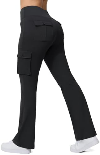 Flare Leggings with 6 Pockets in Black