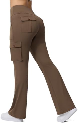 Flare Leggings with 6 Pockets in Brown