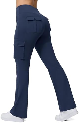 Flare Leggings with 6 Pockets in Dark Blue