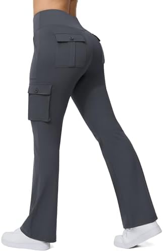 Flare Leggings with 6 Pockets in Dark Gray