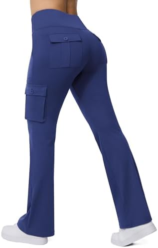 Flare Leggings with 6 Pockets in Royal Blue