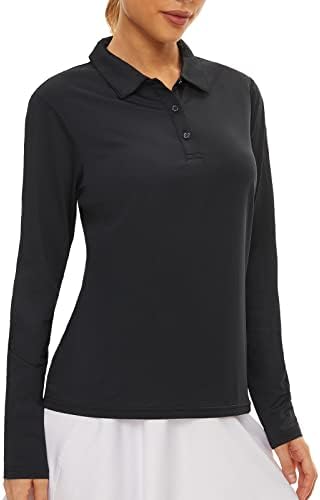 Long Sleeve Golf Polo UPF 50+ in Black