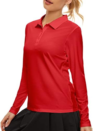 Long Sleeve Golf Polo UPF 50+ in Red