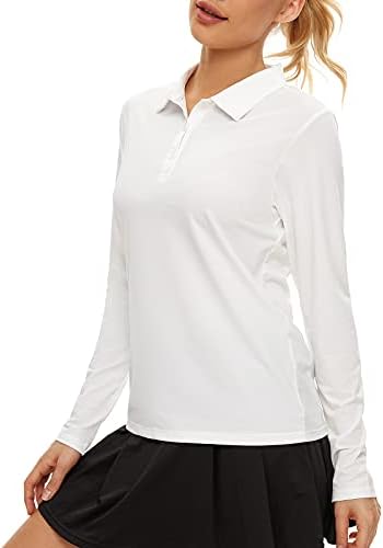 Long Sleeve Golf Polo UPF 50+ in White