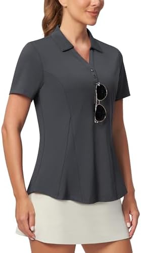 No-Tuck Peplum Polo V-Neck in Dark Gray