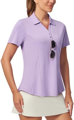 No-Tuck Peplum Polo V-Neck in Lilac