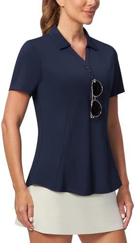 No-Tuck Peplum Polo V-Neck in Navy