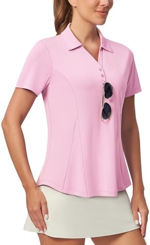 No-Tuck Peplum Polo V-Neck in Pink