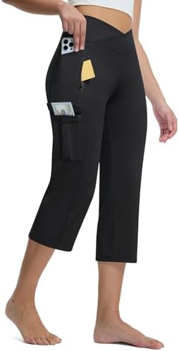 Non-Slip Cargo Capris with 5 Pockets 21" in Black
