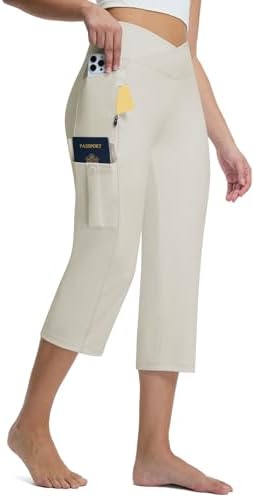 Non-Slip Cargo Capris with 5 Pockets 21" in Light Khaki