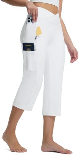 Non-Slip Cargo Capris with 5 Pockets 21" in White