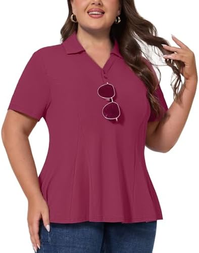 Plus Size Polo with Sunglasses Holder in Burgundy