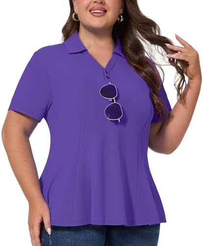 Plus Size Polo with Sunglasses Holder in Dark Purple
