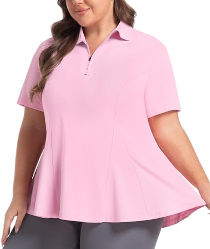 Plus Size Short Sleeve Polo in Pink