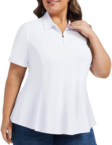 Plus Size Short Sleeve Polo in White