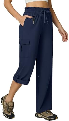 Roll-Up Convertible Cargo Capris with 6 Pockets in Dark Navy