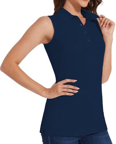 Sleeveless Collared Polo Tank in Navy Blue