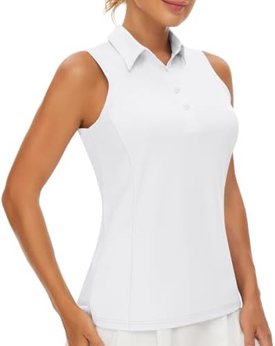 Sleeveless Collared Polo Tank in Pure White