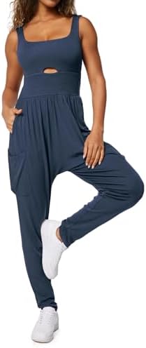 Sleeveless Jumpsuit with Pockets in Navy Blue