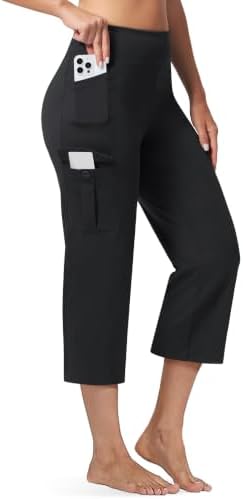 Straight Leg Cargo Capris 21" in Black