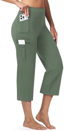 Straight Leg Cargo Capris 21" in Grey Sage