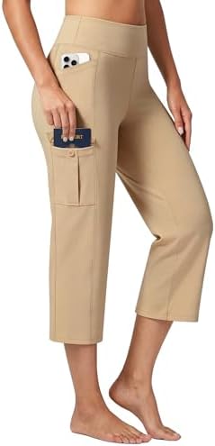 Straight Leg Cargo Capris 21" in Khaki