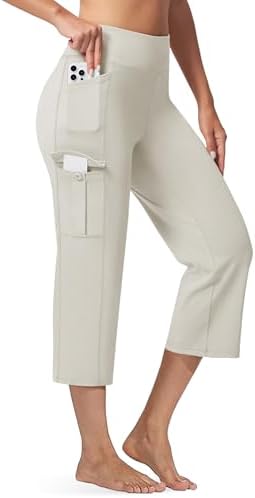 Straight Leg Cargo Capris 21" in Light Khaki