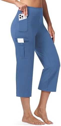 Straight Leg Cargo Capris 21" in Stone Blue