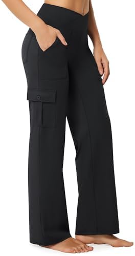 Wide Leg Cargo Pants with 6 Pockets in Black, Tall length