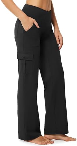 Wide Leg Cargo Pants with 6 Pockets in Black