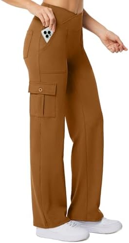 Wide Leg Cargo Pants with 6 Pockets in Dark Coffee