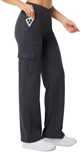 Wide Leg Cargo Pants with 6 Pockets in Dark Gray