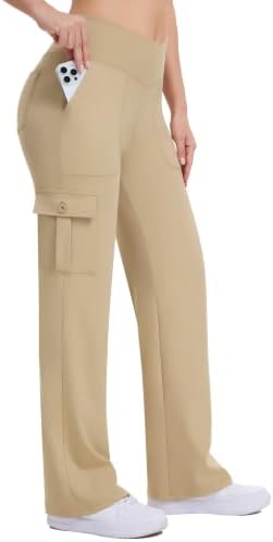 Wide Leg Cargo Pants with 6 Pockets in Khaki Tan