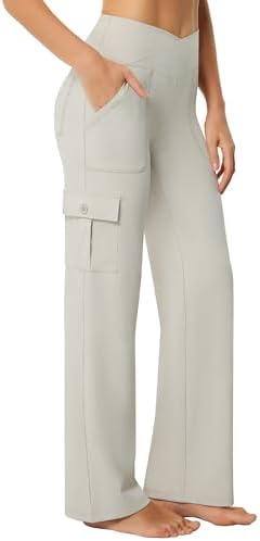 Wide Leg Cargo Pants with 6 Pockets in Khaki