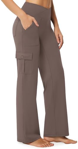 Wide Leg Cargo Pants with 6 Pockets in Taupe, Petite length