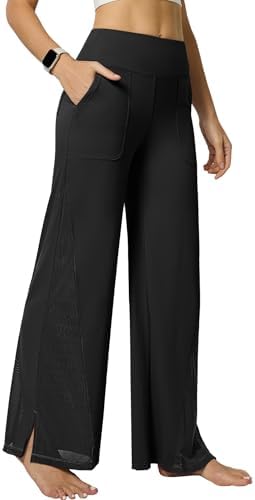 Wide Leg Dance Pants with Adjustable Hem in Black