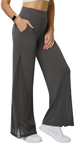 Wide Leg Dance Pants with Adjustable Hem in Dark Gray