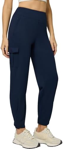 Wide Leg Stretch Cargo Pants in Dark Blue