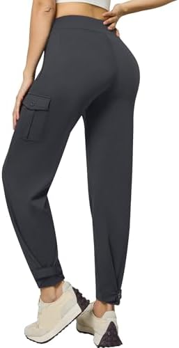 Wide Leg Stretch Cargo Pants in Dark Gray