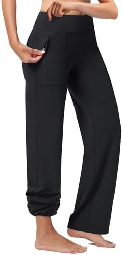 Wide Leg Travel Pants with Zipper Pockets in Black