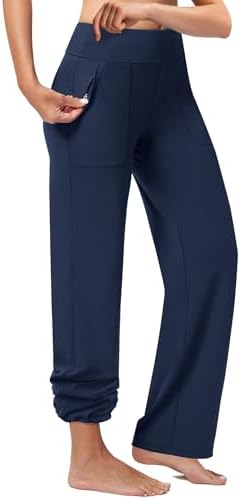 Wide Leg Travel Pants with Zipper Pockets in Navy